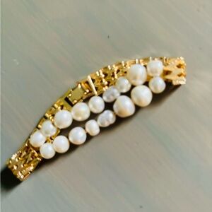 Anthropologie Gold plated and Pearl Bracelet
